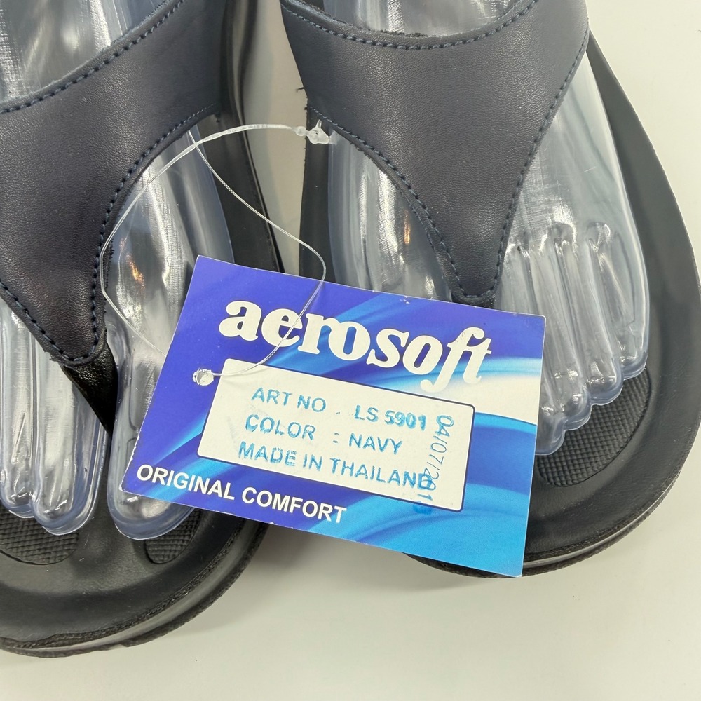 Aerosoft LS 5901 Navy Blue Comfort Slingback Thong Sandals Womens Size 7 EU 38 - Picture 8 of 10